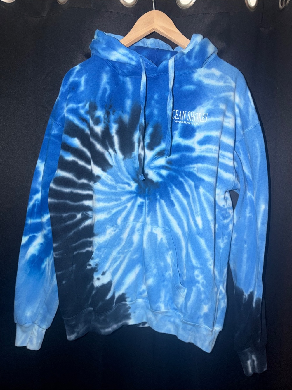 Ocean Shores Blue Tie-Dye Crewneck Hoodie